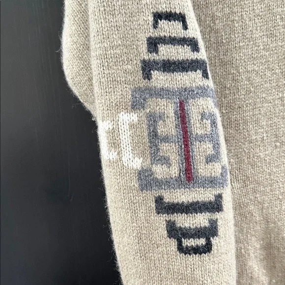 Beige Zip-Up Men's 100% Shetland Wool Sweater